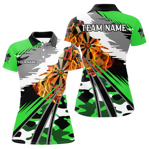 Personalized 3D Dart Board Fire Women Dart Polo Shirts Custom Green Dart Jerseys Attire For Team TDM1196