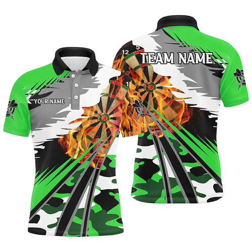 Personalized 3D Dart Board Fire Men Dart Polo Shirts Custom Green Dart Jerseys Attire For Team TDM1196