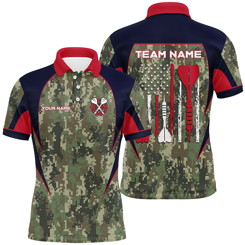 Personalized US Flag Camouflage Dart Polo Shirts For Men Dart Jerseys Custom Dart Team Shirts VHM1147