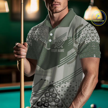 Military Green Camo Billiard Jersey For Men Custom 8 Ball Pool Shirt American Flag Billiard Shirts TDM3855