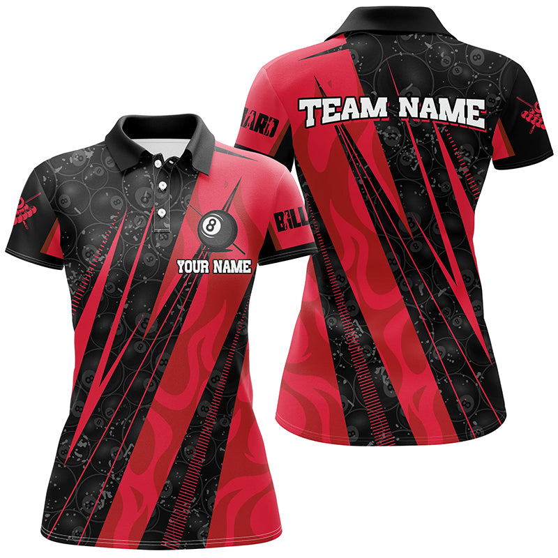 Personalized Red Billiard Tournament Sport Shirts For Women, Best Billiard Team Jerseys Uniform TDM1769