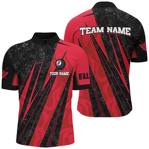 Personalized Red Billiard Tournament Sport Shirts For Men, Best Billiard Team Jerseys Uniform TDM1769