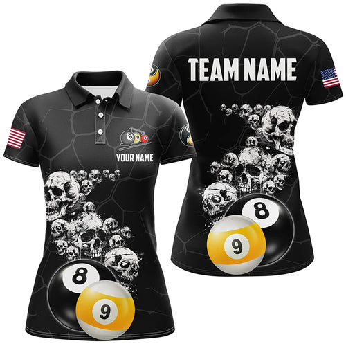 Personalized Skull 8 Ball & 9 Ball Billiard Shirts For Women Custom Unique Billiard Apparel Jerseys TDM1971