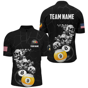 Personalized Skull 8 Ball & 9 Ball Billiard Shirts For Men Custom Unique Billiard Apparel Jerseys TDM1971