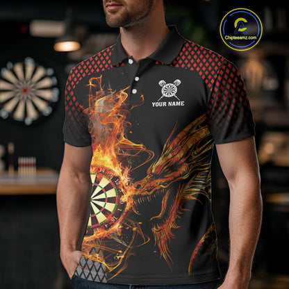 Personalized Dartboard Flame Smoke Custom Dragon Darts Shirt For Men, Darts Team Jersey |Orange TDM4311