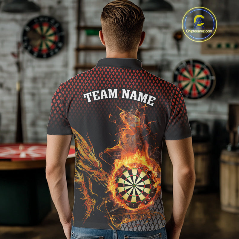 Personalized Dartboard Flame Smoke Custom Dragon Darts Shirt For Men, Darts Team Jersey |Orange TDM4311