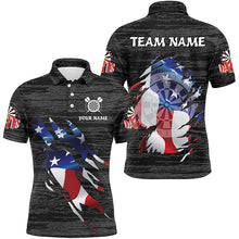 Load image into Gallery viewer, Personalized Black Grunge American Flag Darts Shirts For Men Custom Patriotic Darts Team Jerseys TDM2169
