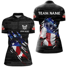 Load image into Gallery viewer, Personalized Black Grunge American Flag Darts Shirts For Women Custom Patriotic Darts Team Jerseys TDM2169