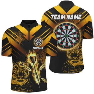 Yellow Arrow Fire Custom Tiger Darts Shirts For Men, Darts League Shirts Personalized Dart Jerseys TDM2687