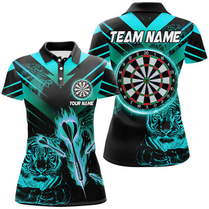 Turquoise Arrow Fire Custom Tiger Darts Shirts For Women, Darts League Team Shirts Dart Jerseys TDM2689