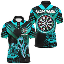 Load image into Gallery viewer, Turquoise Arrow Fire Custom Tiger Darts Shirts For Men, Darts League Team Shirts Dart Jerseys TDM2689