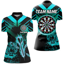 Load image into Gallery viewer, Turquoise Arrow Fire Custom Tiger Darts Shirts For Women, Darts League Team Shirts Dart Jerseys TDM2689