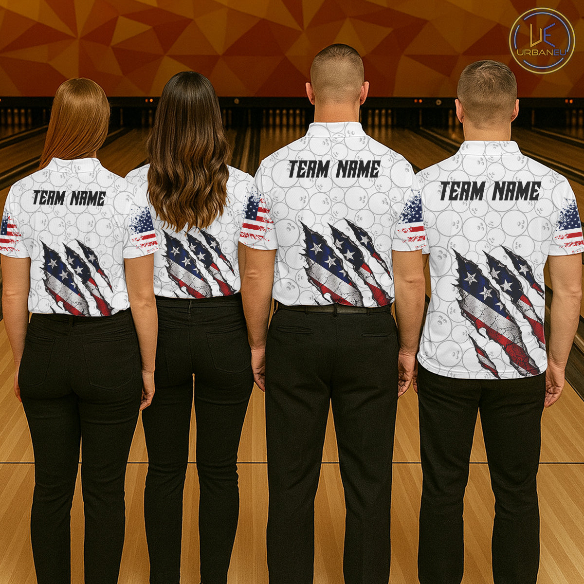 Custom White Grunge American Flag Bowling Shirt For Women, Patriotic Bowling League Team Jersey TDM7796