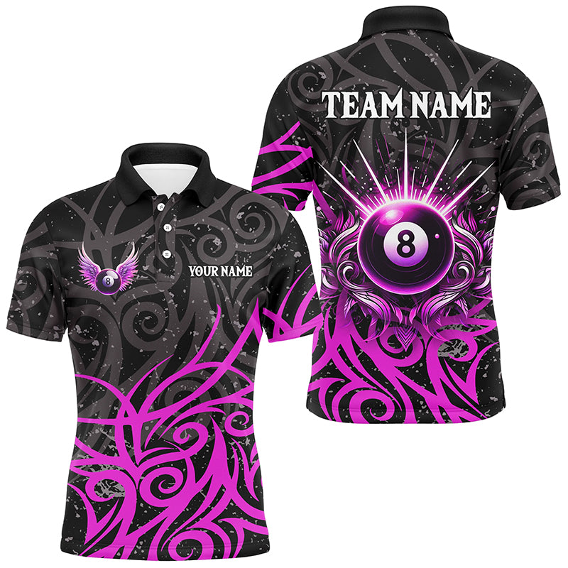 Purple 8 Ball Pool Wings Swirl Pattern Custom Billiard Shirts For Men Unique Billiard Jerseys TDM2942