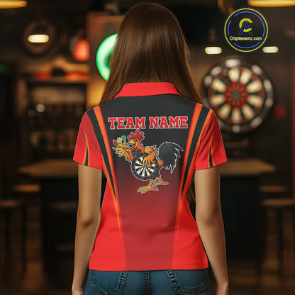 Funny Rooster Darts Shirt With Pocket Option For Women Custom Darts Jersey TDM5151