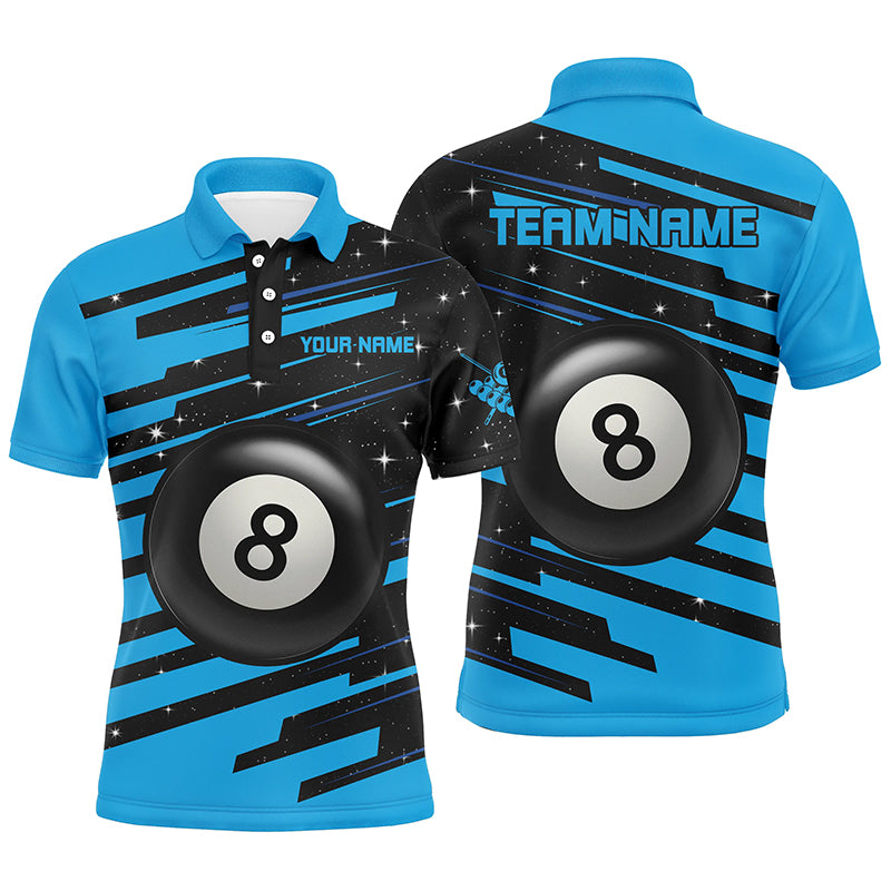 Blue 8 Ball Pool Billiard Jerseys Polo Shirts For Men Custom Team League Billiard Shirts TDM0697
