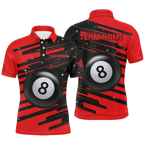 Red 8 Ball Pool Billiard Jerseys Polo Shirts For Men Custom Team League Billiard Shirts TDM0698