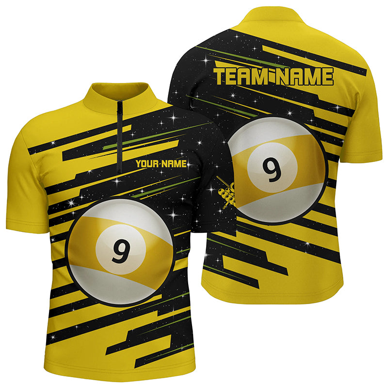 Personalized 9 Ball Pool Billiard Men Quarter-Zip Shirts Custom Team Name Billiard Jerseys TDM0701