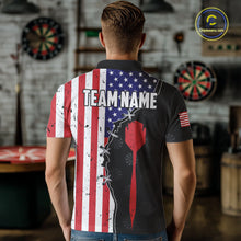 Load image into Gallery viewer, Retro American Flag Patriotic Darts Shirt For Men Custom Darts Team Jersey Polo &amp; Quarter Zip TDM5388
