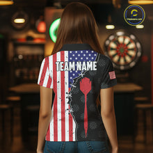 Load image into Gallery viewer, Retro American Flag Patriotic Darts Shirt For Women Custom Darts Team Jersey Polo &amp; Quarter Zip TDM5388
