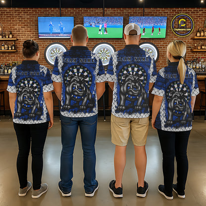 Blue Brick-Wall Fierce Bulldog Women Darts Polo Team Shirt Personalized Name For Players NYN2116