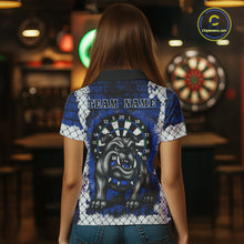 Load image into Gallery viewer, Blue Brick-Wall Fierce Bulldog Women Darts Polo Team Shirt Personalized Name For Players NYN2116