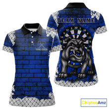 Load image into Gallery viewer, Blue Brick-Wall Fierce Bulldog Women Darts Polo Team Shirt Personalized Name For Players NYN2116