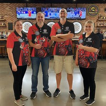 Load image into Gallery viewer, Black And Red Custom Bull Darts Shirt For Women, Personalized Darts Jersey Team Polo &amp; 1/4 Zip TDM5389