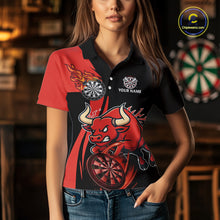 Load image into Gallery viewer, Black And Red Custom Bull Darts Shirt For Women, Personalized Darts Jersey Team Polo &amp; 1/4 Zip TDM5389