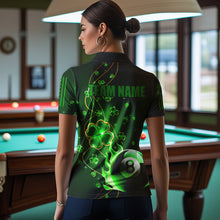 Load image into Gallery viewer, Green 8 Ball Pool Fire Luckiest Shamrock Women Billiard Shirt Custom St Patrick Day Billiard Jerseys TDM3389