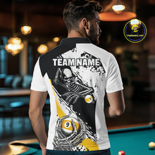 Load image into Gallery viewer, 9 Ball Skeleton Custom Billiard Polo &amp; 1/4 Zip Shirts For Men, Funny 9 Ball Pool Billiard Jerseys TDM5675