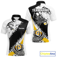 Load image into Gallery viewer, 9 Ball Skeleton Custom Billiard Polo &amp; 1/4 Zip Shirts For Men, Funny 9 Ball Pool Billiard Jerseys TDM5675