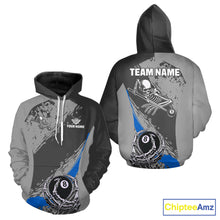 Load image into Gallery viewer, 8 Ball Skeleton Billiard Hoodie For Men And Women Custom 8 Ball Hoodie Pool Team Jersey |Blue TDM5677