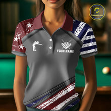 Load image into Gallery viewer, Personalized US Flag 8 Ball Pool Billiard Shirt For Women Custom Patriotic Billiard Team Jersey TDM5678