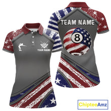 Load image into Gallery viewer, Personalized US Flag 8 Ball Pool Billiard Shirt For Women Custom Patriotic Billiard Team Jersey TDM5678