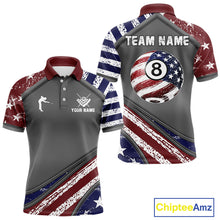 Load image into Gallery viewer, Personalized US Flag 8 Ball Pool Billiard Shirt For Men Custom Patriotic Billiard Team Jersey TDM5678