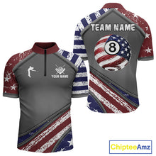 Load image into Gallery viewer, Personalized US Flag 8 Ball Pool Billiard Shirt For Men Custom Patriotic Billiard Team Jersey TDM5678