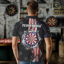 Load image into Gallery viewer, Personalized American Flag Smoke Darts Shirt For Men, Patriotic Darts Jersey Team Polo &amp; 1/4 Zip TDM5680