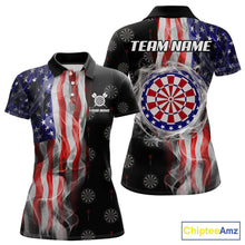 Load image into Gallery viewer, Personalized American Flag Smoke Darts Shirt For Women, Patriotic Darts Jersey Team Polo &amp; 1/4 Zip TDM5680