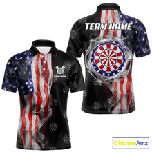 Load image into Gallery viewer, Personalized American Flag Smoke Darts Shirt For Men, Patriotic Darts Jersey Team Polo &amp; 1/4 Zip TDM5680