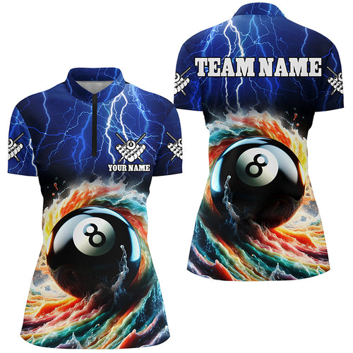 Colorful 8 Ball Pool Jerseys Custom Women Quarter-Zip Shirts, Team League Billiard Shirts TDM1074