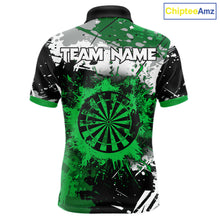 Load image into Gallery viewer, Custom Green Grunge Darts Shirt With Pocket Option For Men, Dart Team Jersey TDM5887