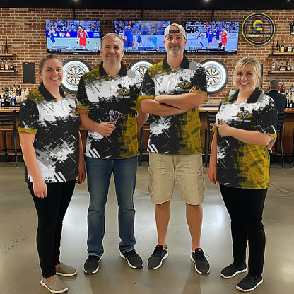 Custom Yellow Grunge Dart Shirt With Pocket Option For Men, Dart Team Jersey TDM5888