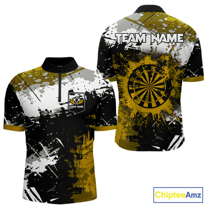 Custom Yellow Grunge Dart Shirt With Pocket Option For Men, Dart Team Jersey TDM5888