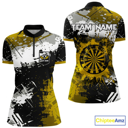 Custom Yellow Grunge Dart Shirt With Pocket Option For Women, Dart Team Jersey TDM5888