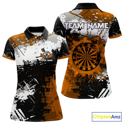 Custom Orange Grunge Dart Shirt With Pocket Option For Women, Dart Team Jersey TDM5889