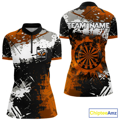 Custom Orange Grunge Dart Shirt With Pocket Option For Women, Dart Team Jersey TDM5889