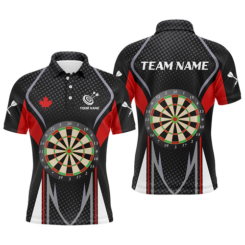 Personalized Dart Board Canadian Flag Dart Polo Shirts For Men Custom Patriotic Canada Dart Shirts TDM1198