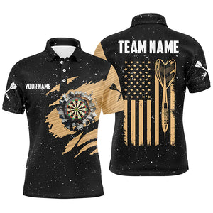 Customized Grunge American Flag Dart Polo Shirts For Men, Best Patriotic Dart Team Jerseys TDM1199