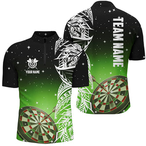 3D Dart Board Green Version Men Quarter-Zip Shirts Custom Dart League Shirts Dart Jerseys TDM1200